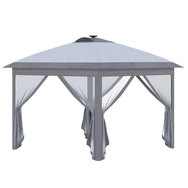Faltpavillon 3,3x3,3M mit LED, Netzseitenwänden, Sonnenschutz