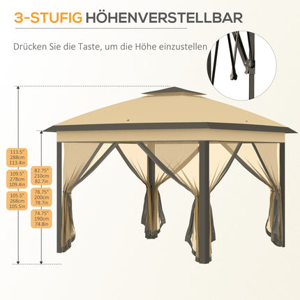 Wasserabweisender Pop-Up Pavillon, 3,3x3,3m, UV-Schutz