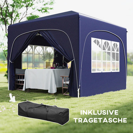 3x3m wetterfester Pop-Up Pavillon, UV50+, Dunkelblau