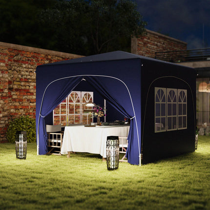 3x3m wetterfester Pop-Up Pavillon, UV50+, Dunkelblau