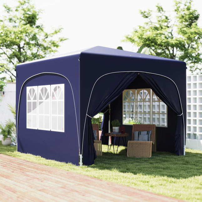 3x3m wetterfester Pop-Up Pavillon, UV50+, Dunkelblau