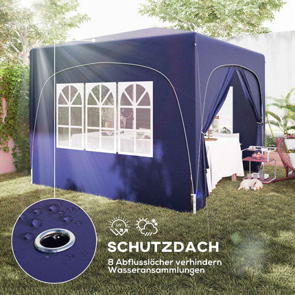 3x3m wetterfester Pop-Up Pavillon, UV50+, Dunkelblau