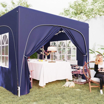 3x3m wetterfester Pop-Up Pavillon, UV50+, Dunkelblau