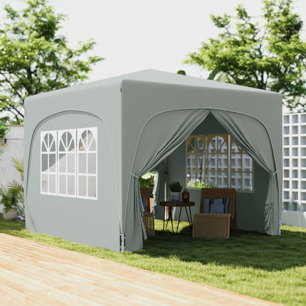 3x3m wasserdichter Pop-up Pavillon, UV 50+, hellgrau