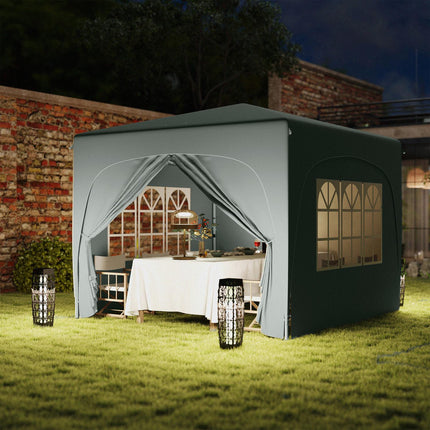 3x3m wasserdichter Pop-up Pavillon, UV 50+, hellgrau