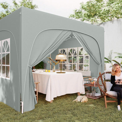 3x3m wasserdichter Pop-up Pavillon, UV 50+, hellgrau