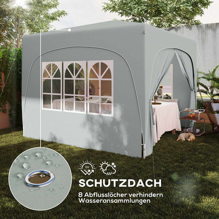 3x3m wasserdichter Pop-up Pavillon, UV 50+, hellgrau