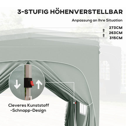 3x3m wasserdichter Pop-up Pavillon, UV 50+, hellgrau