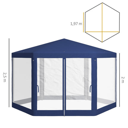 Sechseckiger Pavillon 4x3m, wasserabweisend, Moskitonetz