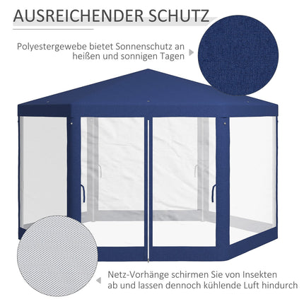 Sechseckiger Pavillon 4x3m, wasserabweisend, Moskitonetz