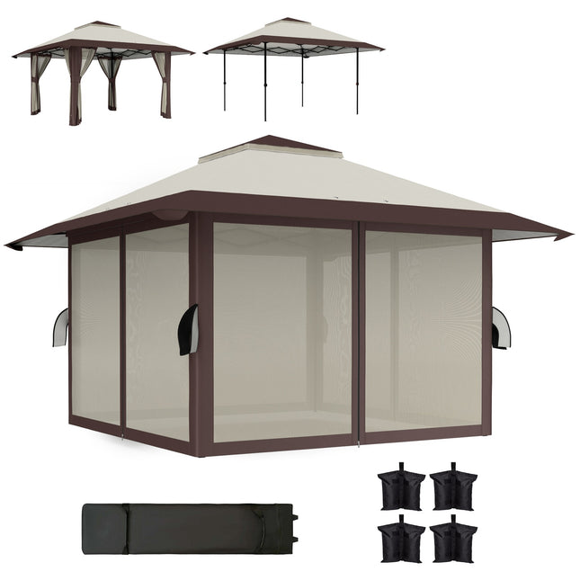 Wasserdichter 4x4 m Pop-Up-Pavillon mit Netzseitenwänden und UV-Schutz