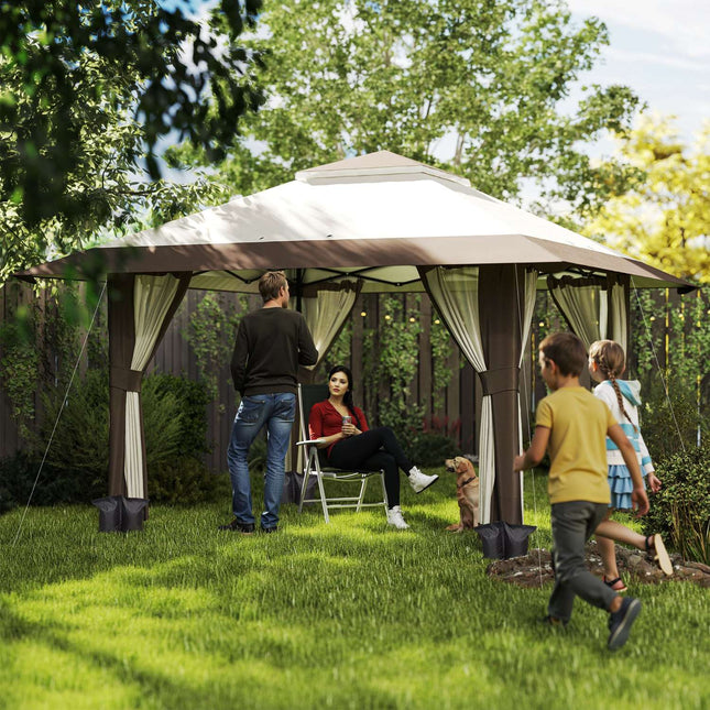 Wasserdichter 4x4 m Pop-Up-Pavillon mit Netzseitenwänden und UV-Schutz