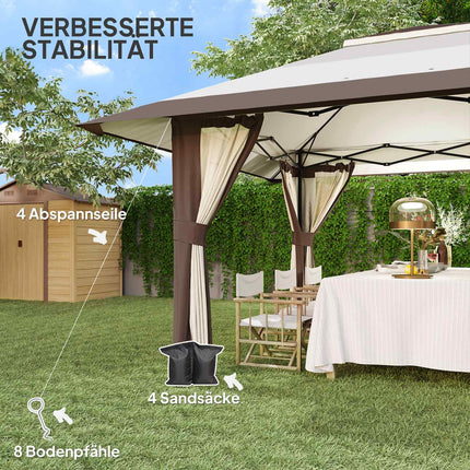 Wasserdichter 4x4 m Pop-Up-Pavillon mit Netzseitenwänden und UV-Schutz