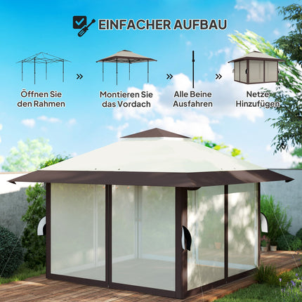 Wasserdichter 4x4 m Pop-Up-Pavillon mit Netzseitenwänden und UV-Schutz