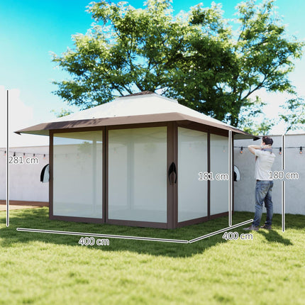 Wasserdichter 4x4 m Pop-Up-Pavillon mit Netzseitenwänden und UV-Schutz