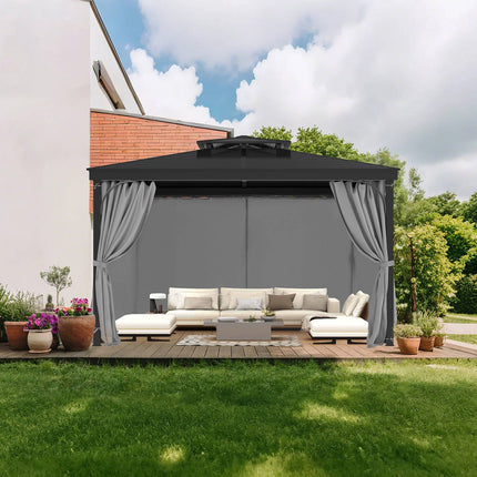 Gazebo Privacy Curtains 10x10, 4-Panel Zipper, Gray