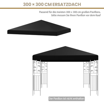 Pavillon-Ersatzdach, 300x300 cm, Schwarz, Wasserdicht