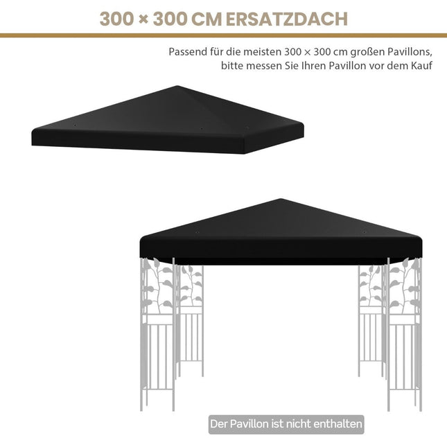 Pavillon-Ersatzdach, 300x300 cm, Schwarz, Wasserdicht