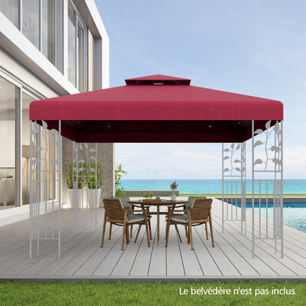 Gazebo Replacement Canopy 3x3m, Double-Tier, Wine