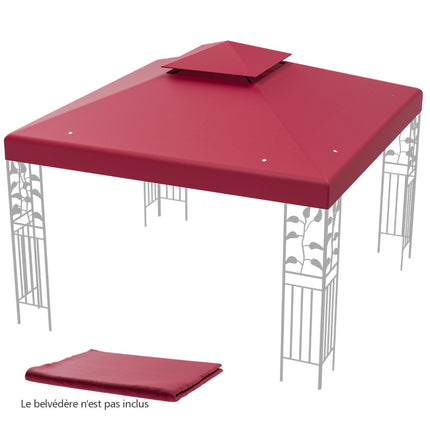 Gazebo Replacement Canopy 3x3m, Double-Tier, Wine