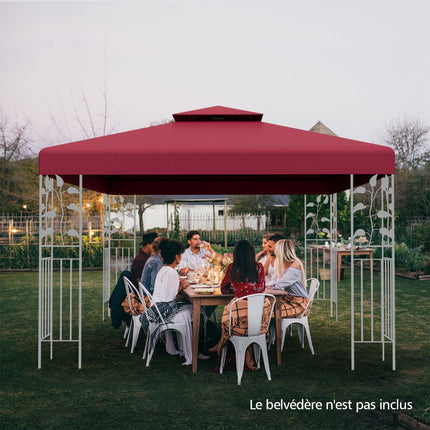 Gazebo Replacement Canopy 3x3m, Double-Tier, Wine