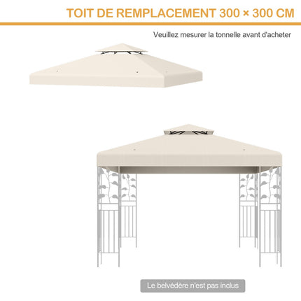Gazebo Replacement Canopy 3x3m, Two-Tier, Beige