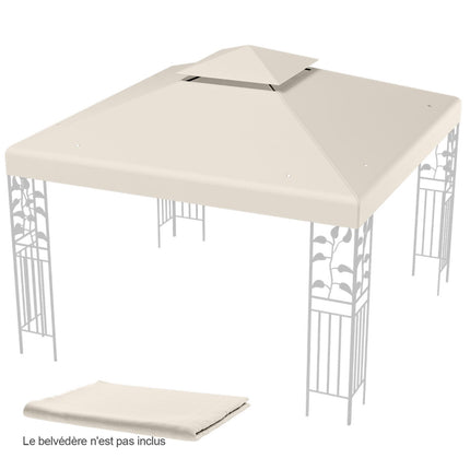 Gazebo Replacement Canopy 3x3m, Two-Tier, Beige
