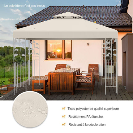 Gazebo Replacement Canopy 3x3m, Two-Tier, Beige