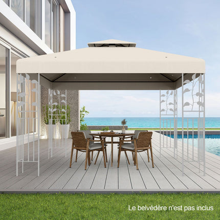 Gazebo Replacement Canopy 3x3m, Two-Tier, Beige