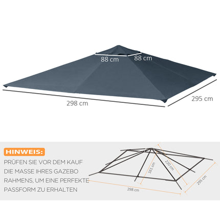 3x3M Dunkelgrau Polyester Pavillon Ersatzdachplane