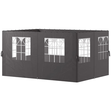 Gazebo Side Panels, 4 Dark Grey Polyester Walls, 3x4m