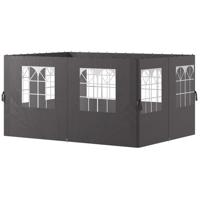 Pavillon-Seitenwände, 4 dunkelgraue Polyesterwände, 3x4m
