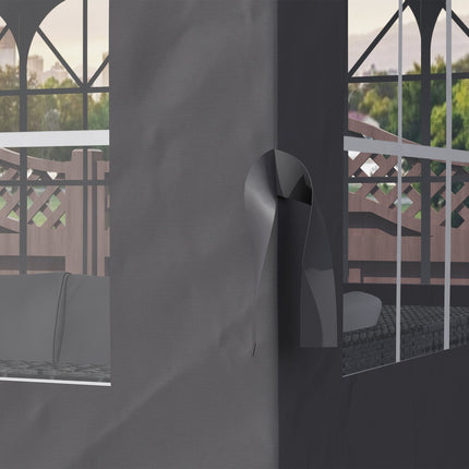 Gazebo Side Panels, 4 Dark Grey Polyester Walls, 3x4m