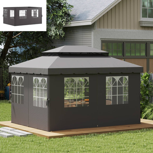 Pavillon-Seitenwände, 4 dunkelgraue Polyesterwände, 3x4m
