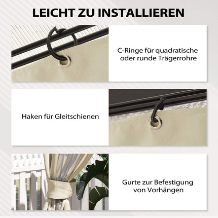 Pavillon-Seitenwände, 4er-Pack, 3x3m, Creme, UV- und wasserbeständig