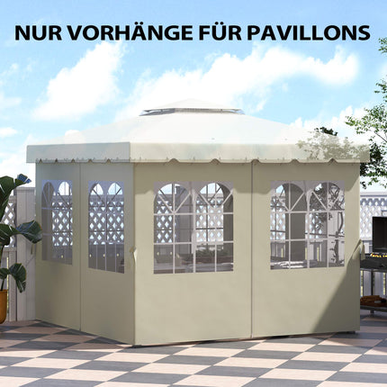 Pavillon-Seitenwände, 4er-Pack, 3x3m, Creme, UV- und wasserbeständig