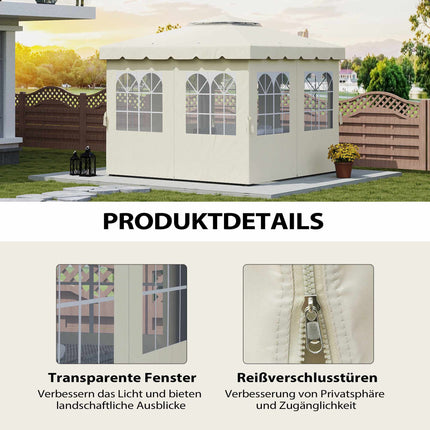 Pavillon-Seitenwände, 4er-Pack, 3x3m, Creme, UV- und wasserbeständig