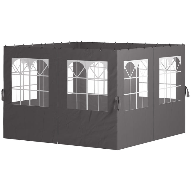 Pavillon-Seitenwände, 4 Wände mit Reißverschlüssen, 3x3m, Dunkelgrau