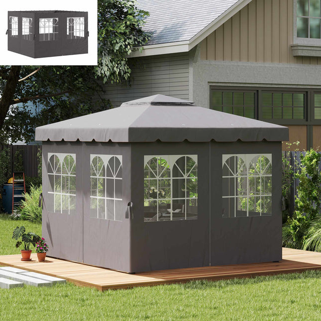 Pavillon-Seitenwände, 4 Wände mit Reißverschlüssen, 3x3m, Dunkelgrau