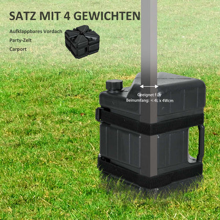 Gazebo Weights Set, fillable with water or sand, black