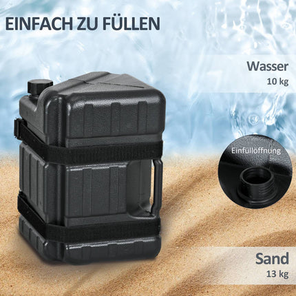 Gazebo Weights Set, fillable with water or sand, black