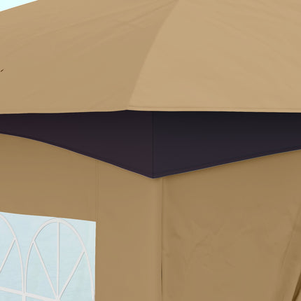 Tuinpaviljoen ca. 3,4x3,4m waterafstotend tuinpaviljoen met 4 zijpanelen, dubbel dak, partytent met UV-bescherming tuintent met gegalvaniseerd metalen frame, voor tuin beige