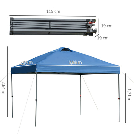 Falt-Pavillon 3x3m, wasserdicht, winterfest, blau