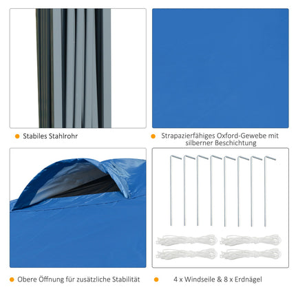 Falt-Pavillon 3x3m, wasserdicht, winterfest, blau
