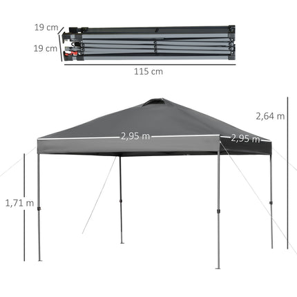 Tuinpaviljoen ca. 3x3m, waterdicht, stabiel, winterbestendig, vouwpaviljoen, UV-bescherming, opvouwbare partytent, tuintent met tas, tuinpaviljoen voor op de camping, tuin, donkergrijs