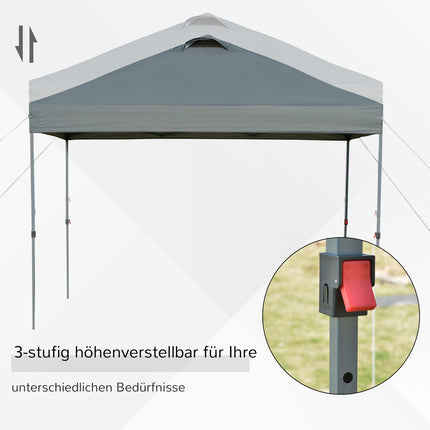 Tuinpaviljoen ca. 3x3m, waterdicht, stabiel, winterbestendig, vouwpaviljoen, UV-bescherming, opvouwbare partytent, tuintent met tas, tuinpaviljoen voor op de camping, tuin, donkergrijs