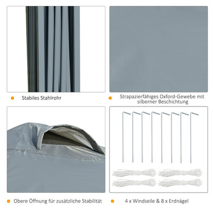 Tuinpaviljoen ca. 3x3m, waterdicht, stabiel, winterbestendig, vouwpaviljoen, UV-bescherming, opvouwbare partytent, tuintent met tas, tuinpaviljoen voor op de camping, tuin, donkergrijs