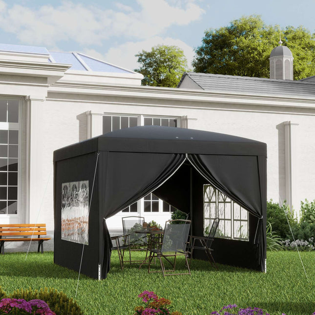 Faltpavillon 3x3m, Wasserabweisend, UV 50+, Schwarz