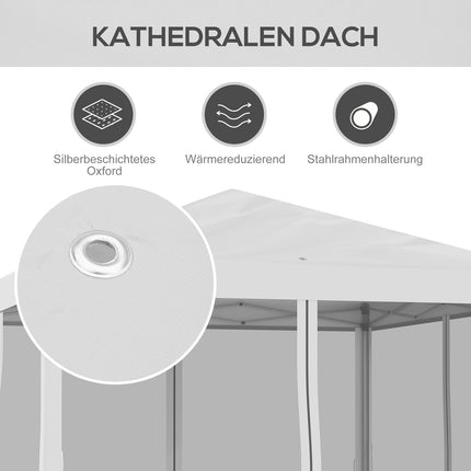 Tuinhuisje ca. 3x3m, waterafstotend, stabiel, winterbestendig vouwpaviljoen met UV-bescherming, opvouwbare partytent, tuintent met 4 zijpanelen, zak tuinpaviljoen voor kampeertuin, crèmewit