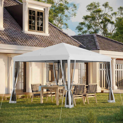 Tuinhuisje ca. 3x3m, waterafstotend, stabiel, winterbestendig vouwpaviljoen met UV-bescherming, opvouwbare partytent, tuintent met 4 zijpanelen, zak tuinpaviljoen voor kampeertuin, crèmewit